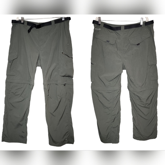 Columbia Green Convertible hiking pants. 2 belts. Zip off legs. Men's size 38x30 - Picture 1 of 16